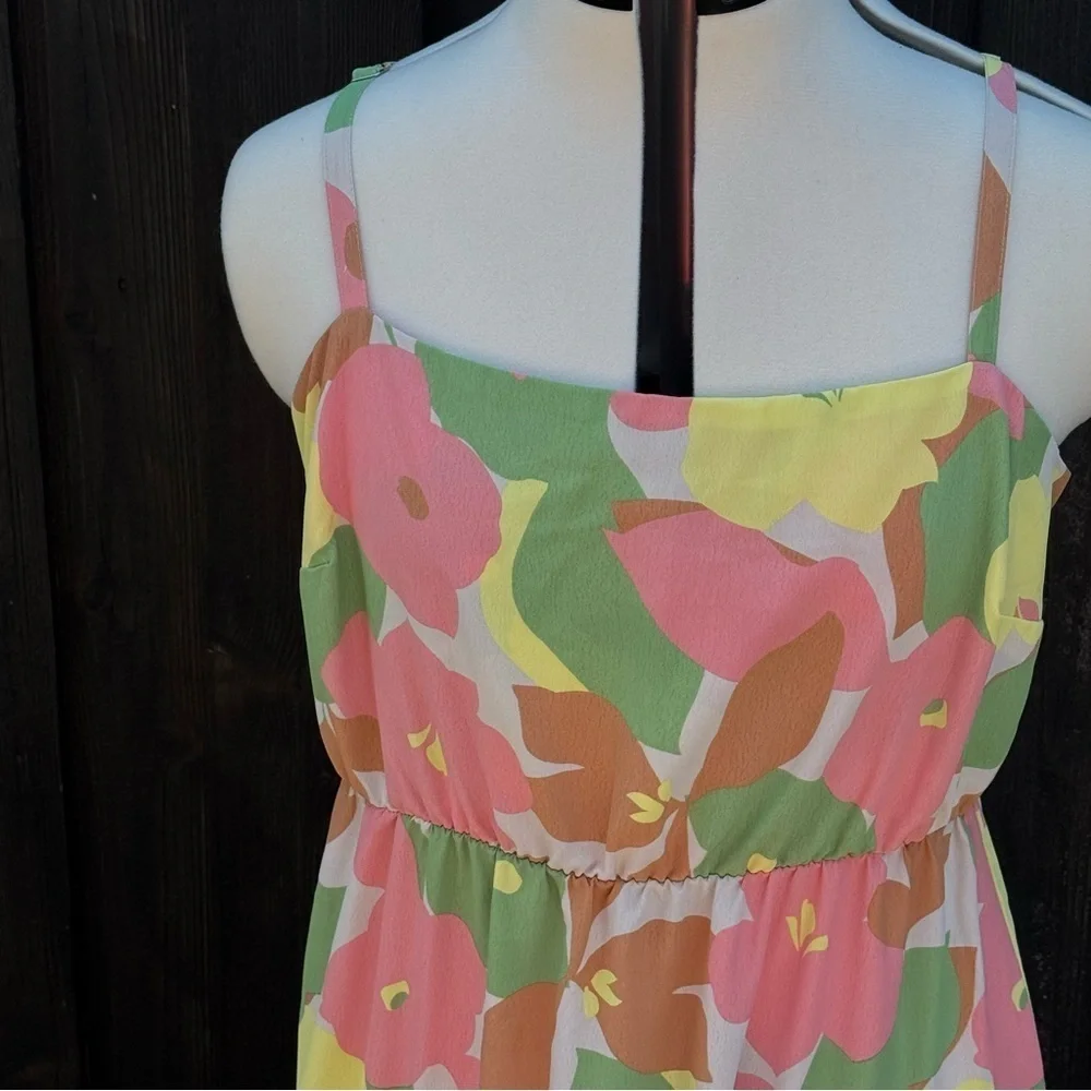 Sanctuary Orange and Pink Spaghetti Strap Midi Sundress